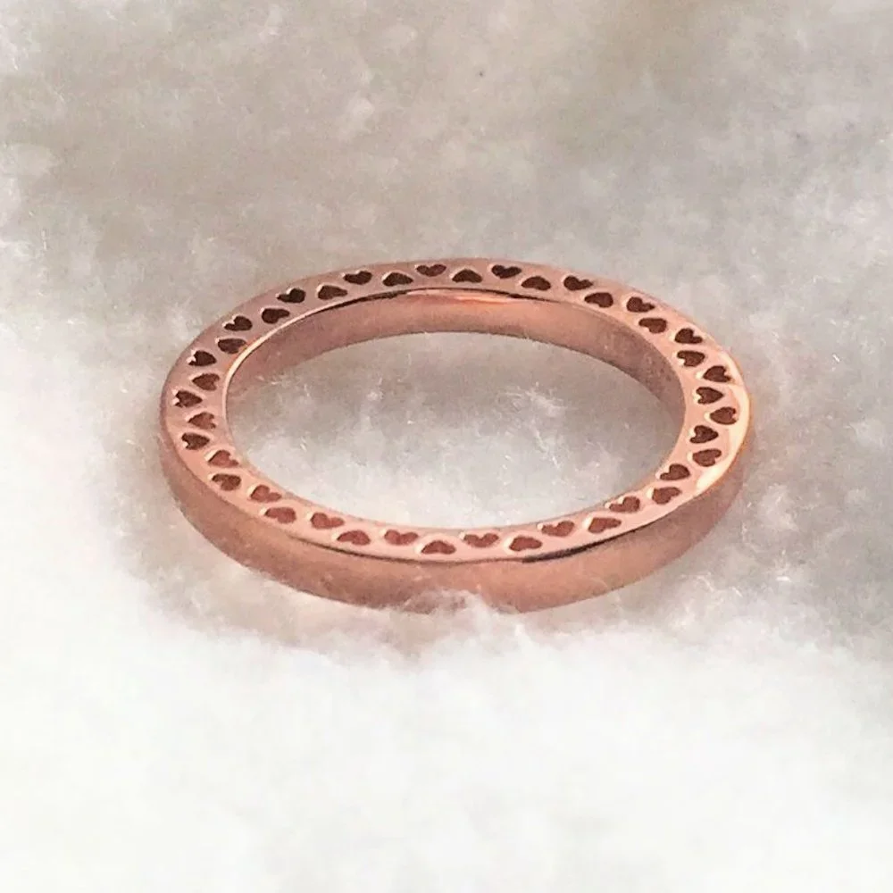 CLEARANCE!!  Pandora Rose Gold CLASSIC HEARTS Ring 50, 54, 58mm - Picture 5 of 5